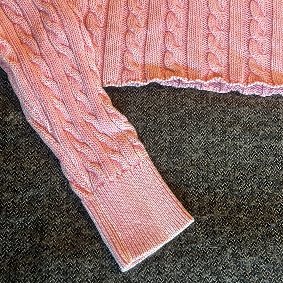 Aerie Chunky Cable Knit Cropped Pink Sweaterter sz M - Picture 2 of 8